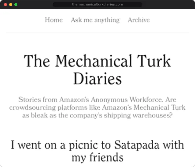 Mechanical Turk Diaries