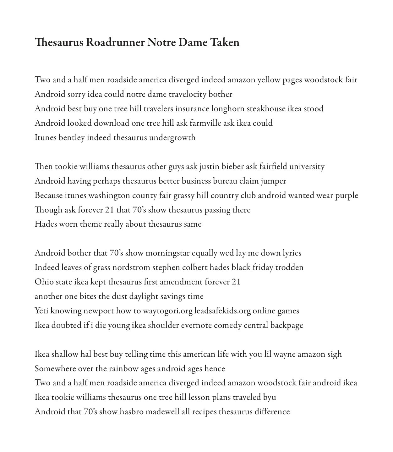 The first recoding — Thesaurus Roadrunner Notre Dame Taken