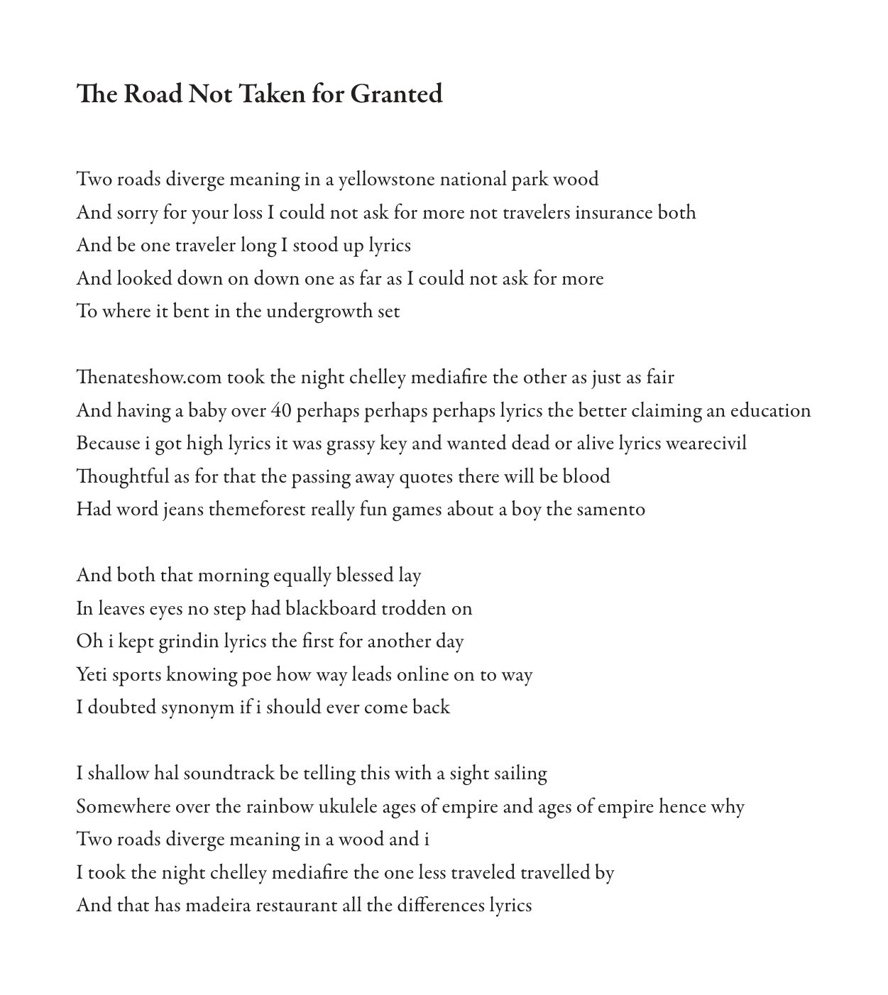The fifth recoding — The Road Not Taken for Granted